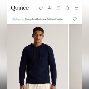 Quince Men's Mongolian Cashmere Pullover Hoodie, Navy, XXL